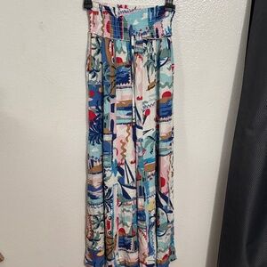 Colorful Abstract Print Maxi Skirt